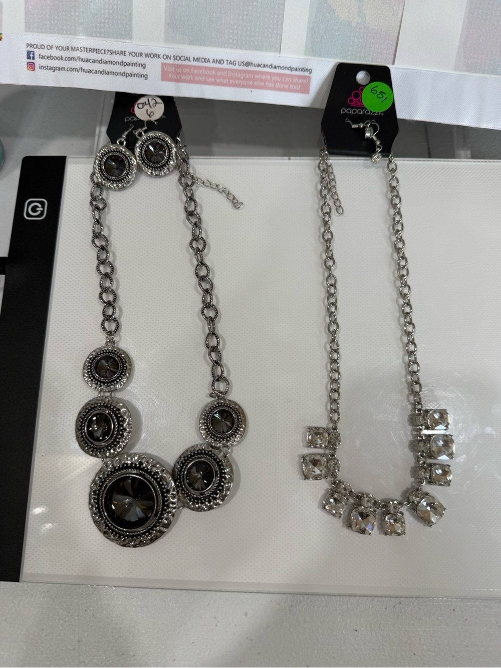paparazzi Black and Silver Circular Crystal Statement Necklace